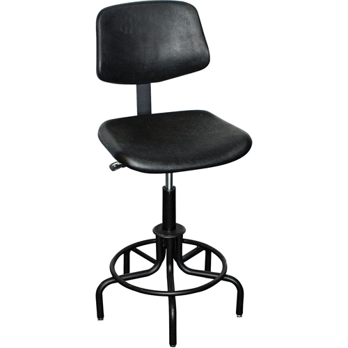 6000 Series Stool with Back, Stationary, Adjustable, 25" - 30", Polyurethane Seat, Black Ontario Safety Products