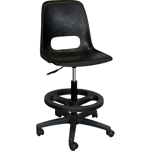 800 Series Classroom Stool with Back, Mobile, Adjustable, 21" - 28", Polypropylene Seat, Grey Ontario Safety Products
