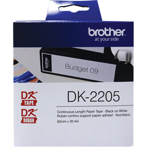 Ruban d'&eacute;tiquettes &agrave; longueur continue de s&eacute;rie DK, Papier, Noir sur blanc, Largeur de 2-1/2" Ontario Safety Products
