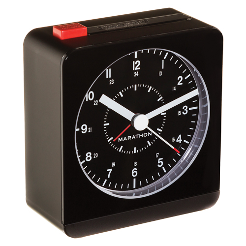 R&eacute;veille-matin de bureau, Analogique, &agrave; piles, 3,5" la x 1,5" p x 3,75" h, Noir Ontario Safety Products