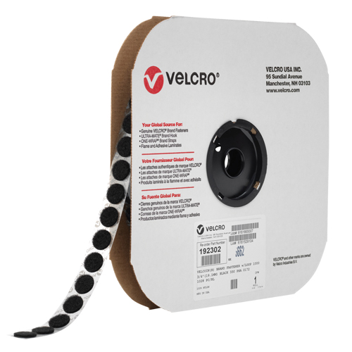 Attache Velcoin, Crochet, 3/4" dia., Adh&eacute;sif, Noir Ontario Safety Products