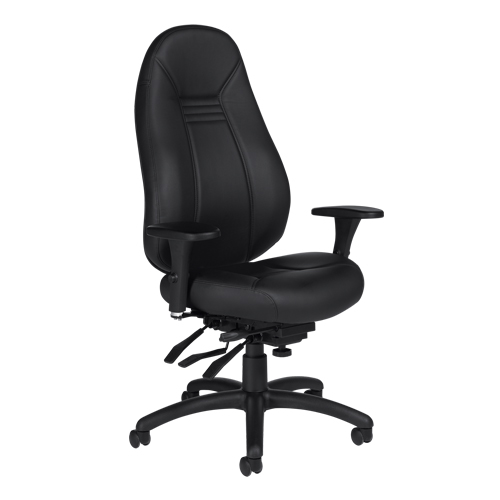 Chaise confortable &agrave; dos &eacute;lev&eacute;, Cuir, Noir, Capacit&eacute; 300 lb Ontario Safety Products