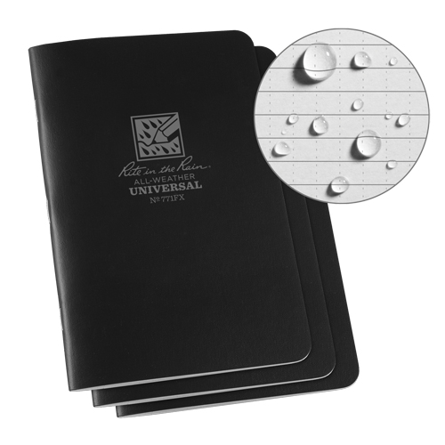 All-Weather Notebook, Soft Cover, Black, 48 Pages, 4-5/8" W x 7" L Ontario Safety Products