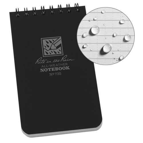 Pocket Top-Spiral Notebook, Soft Cover, Black, 100 Pages, 3" W x 5" L Ontario Safety Products