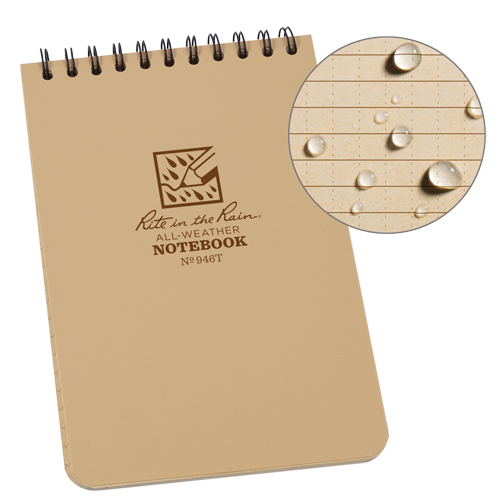 Pocket Top-Spiral Notebook, Soft Cover, Tan, 100 Pages, 4" W x 6" L Ontario Safety Products