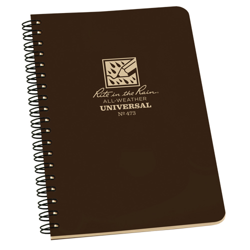Carnet de notes de poche &agrave; spirale lat&eacute;rale, Couverture souple, Brun, 64 Pages, 4-5/8" , 7"  Ontario Safety Products