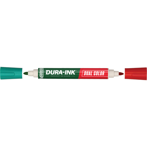 Marqueur &agrave; encre permanente et double couleur Markal Dura-Ink, Vert/Rouge, Pointe Ronde Ontario Safety Products