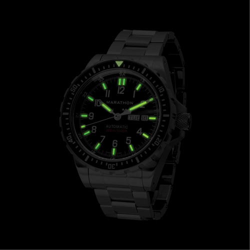 Tr&egrave;s grande montre automatique avec jour/date avec bracelet en acier inoxydable, Num&eacute;rique, &agrave; piles, 46 mm, Argent Ontario Safety Products