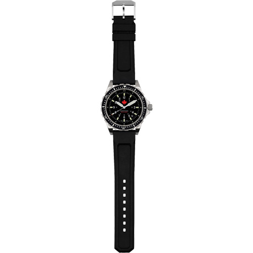 Tr&egrave;s grande montre &agrave; quartz pour plongeur avec feuille d'&eacute;rable rouge, Num&eacute;rique, &agrave; piles, 46 mm, Noir Ontario Safety Products