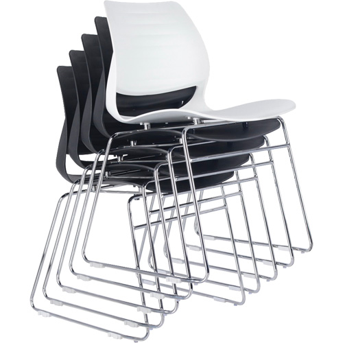 Stacking Chairs, Polypropylene, 32" High, 250 lbs. Capacity, Black Ontario Safety Products