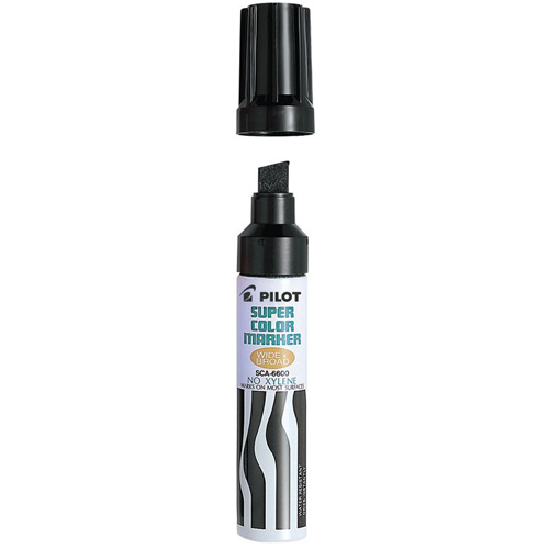 Refillable Super Colour Permanent Marker, Black, Chisel Tip Ontario Safety Products