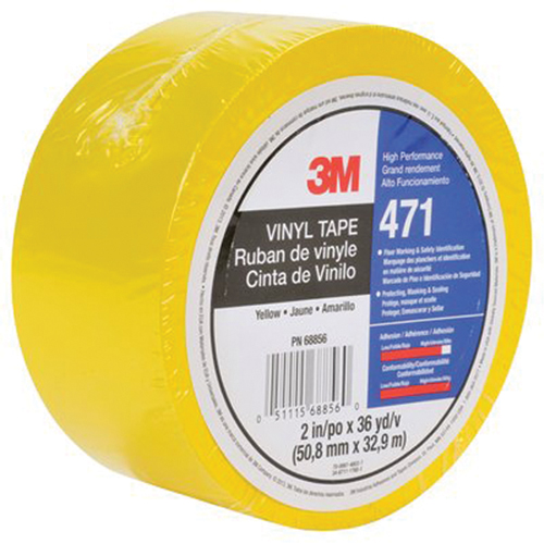 471 Vinyl Tape, 50.8 mm (2") W x 32.9 m (108') L, 5.3 mils, Yellow Ontario Safety Products