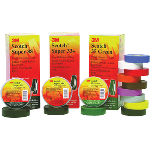 Scotch&reg; Super 33 Tape, 19 mm (3/4") x 20.1 m (66'), Black, 7 mils Ontario Safety Products