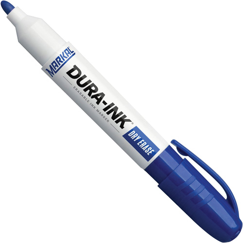 Marqueurs &agrave; essuyage &agrave; sec Dura-Ink, Bleu, Pointe Ronde Ontario Safety Products
