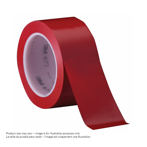 471 Vinyl Tape, 38 mm (1-1/2") W x 32.9 m (108') L, 5.3 mils, Red Ontario Safety Products