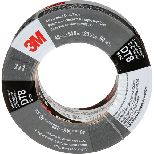 DT8 All-Purpose Duct Tape, 8 mils, Black, 48 mm (2") x 55 m (180') Ontario Safety Products