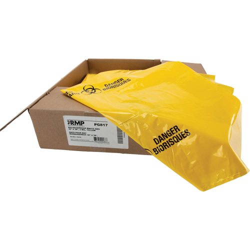 Waste Bags, Bio-Hazard, 38" L x 30" W, 2 mils Ontario Safety Products