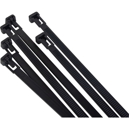 Attache-c&acirc;ble r&eacute;utilisable, Longueur 8", R&eacute;sistance &agrave; la traction 50 lb, Noir Ontario Safety Products