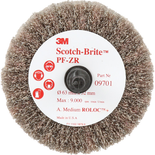 Scotch-Brite Roloc Cut and Polish Flap Brush, PF-ZR, Aluminum Oxide, Medium Grit, 2-1/2" x 1-1/4" Ontario Safety Products