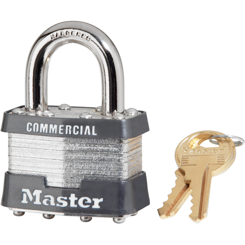 Commercial Padlock, Silver, Keyed Different, Laminated Steel, 1-9/16" Width Ontario Safety Products