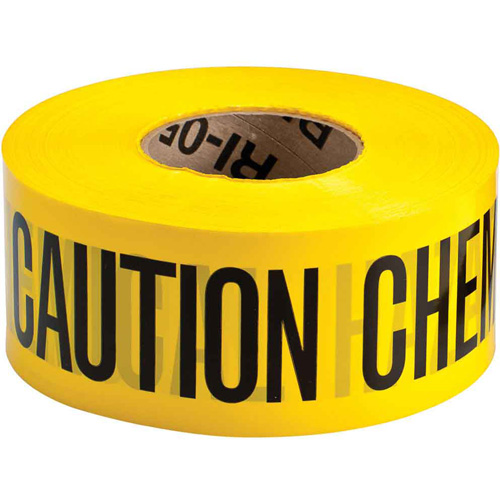 Barricade Tape, English, 3" W x 200' L, 3 mils, Black on Yellow Ontario Safety Products