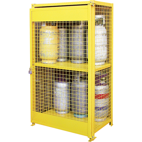 Gas Cylinder Cabinets, 12 Cylinder Capacity, 44" W x 30" D x 74" H, Yellow Ontario Safety Products