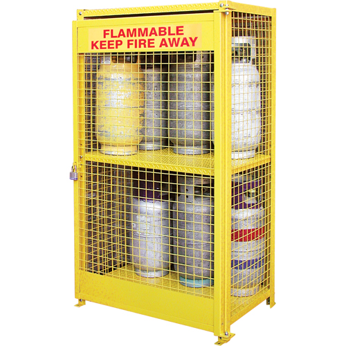 Gas Cylinder Cabinets, 12 Cylinder Capacity, 44" W x 30" D x 74" H, Yellow Ontario Safety Products
