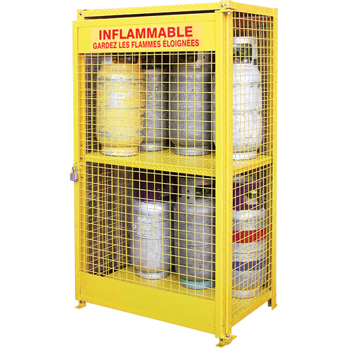 Gas Cylinder Cabinets, 12 Cylinder Capacity, 44" W x 30" D x 74" H, Yellow Ontario Safety Products