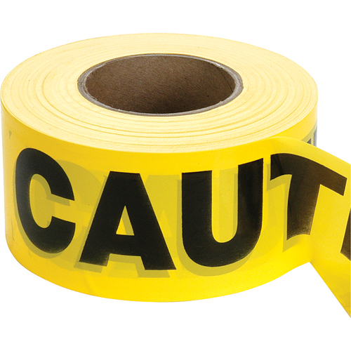 Barricade Tape, English, 3" W x 1000' L, 2 mils, Black on Yellow Ontario Safety Products