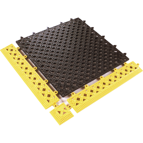 TAPIS MODULAIRE LOK-TYLE 12"X12" JAUNE NOIR, Vinyle, 1' la c, 1' lo, 9/16" &eacute;paisseur, Noir Ontario Safety Products