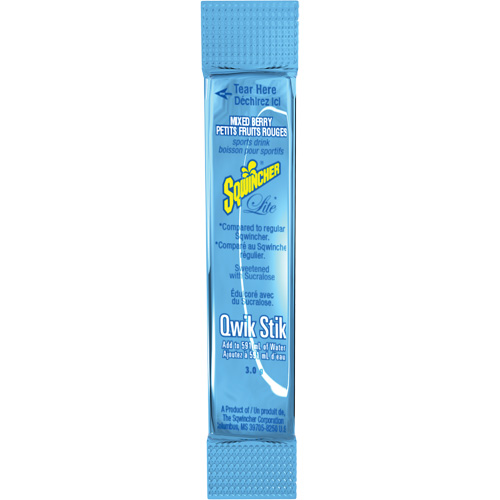 Sqwincher&reg; ZERO&reg; Qwik Stik Rehydration Drink, Powder, Mixed Berry Ontario Safety Products