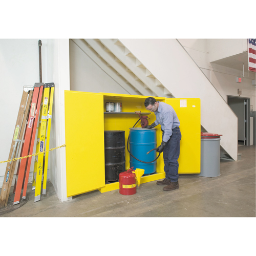 Armoires Sure-Grip EX pour entreposage de barils &agrave; la verticale, Capacit&eacute; de 110 gal. US, 2 barils, Jaune Ontario Safety Products
