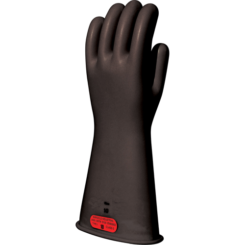 Black Natural Rubber Insulating Gloves, ASTM Class 0, Size 8, 11" L Ontario Safety Products