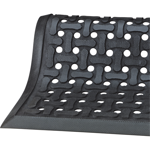 Comfort Flow Mats, Slotted, 2-83/100' x 9-1/12' x 3/8", Black, Nitrile Ontario Safety Products