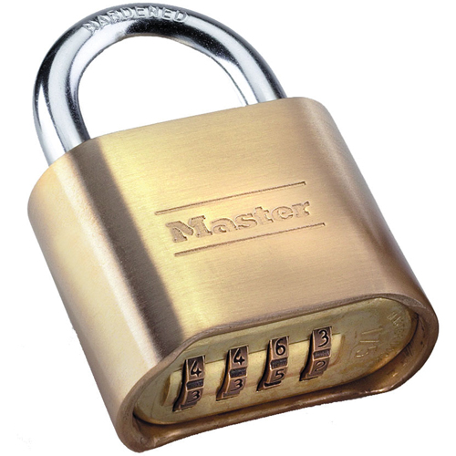 Combination Padlock, Silver, Brass Coating, 2" Width Ontario Safety Products