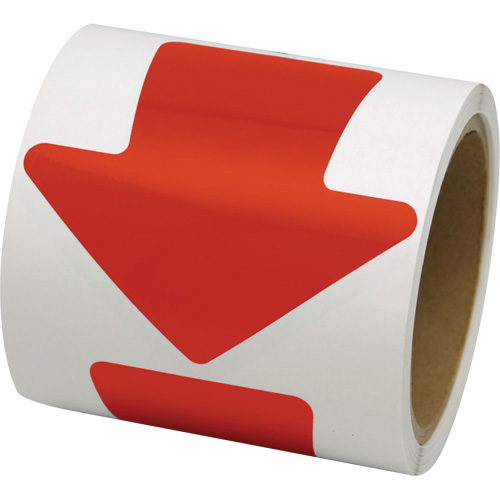 D&eacute;calcomanie en couleur pour le marquage des planchers, Fl&egrave;che, 4" lo x 4" la, Rouge, Vinyle Ontario Safety Products