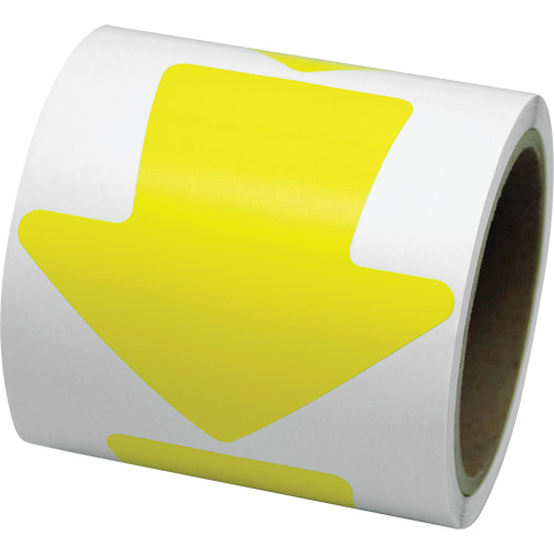 D&eacute;calcomanie en couleur pour le marquage des planchers, Fl&egrave;che, 4" lo x 4" la, Jaune, Vinyle Ontario Safety Products
