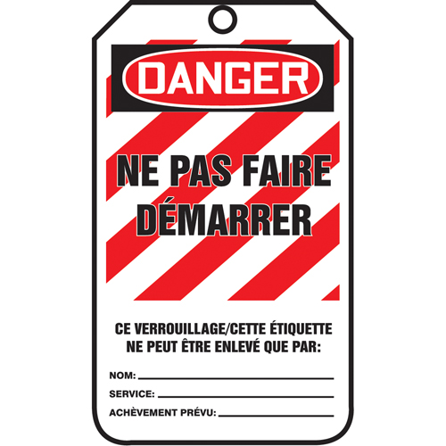 &eacute;tiquettes de verrouillage, Papier cartonn&eacute;, 3-1/8" la x 5-7/8" h, Français Ontario Safety Products