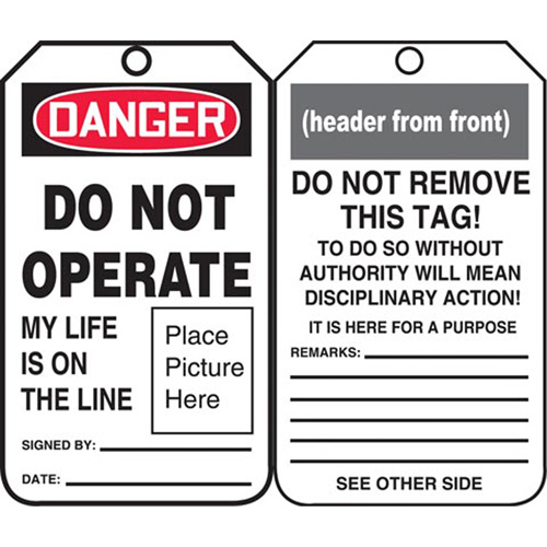 &eacute;tiquettes de s&eacute;curit&eacute;, Plastique, 3-3/8" la x 5-3/4" h, Anglais Ontario Safety Products