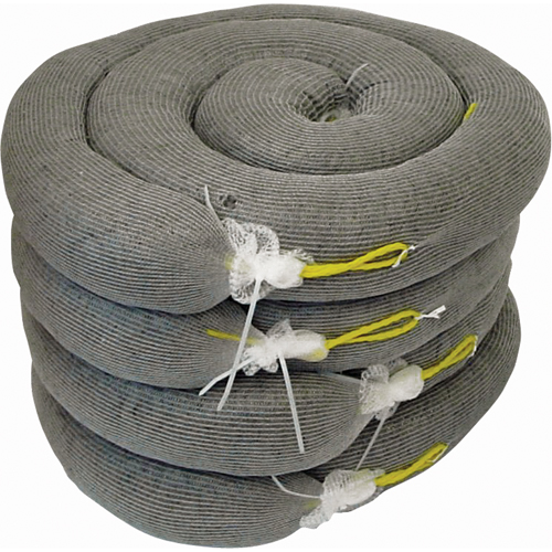 Premium Sorbent Boom, Universal, 10' L x 5" W, 35 Gal. Absorbancy, 4 /Pack Ontario Safety Products