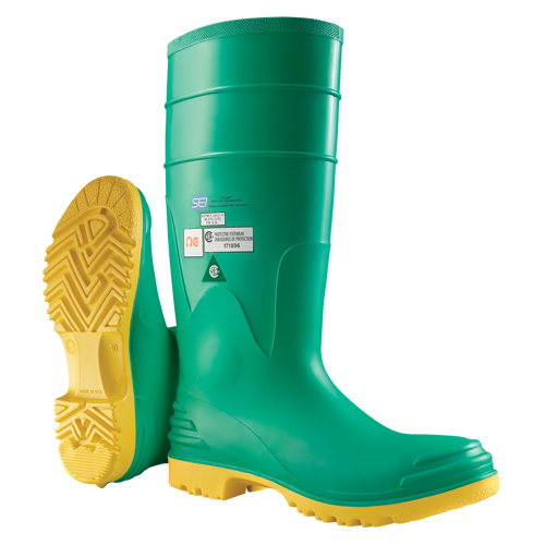 Bottes aux genoux Hazmax 16", PVC, Embout Acier, Pointure 6, Semelle R&eacute;sistant aux perforations Ontario Safety Products