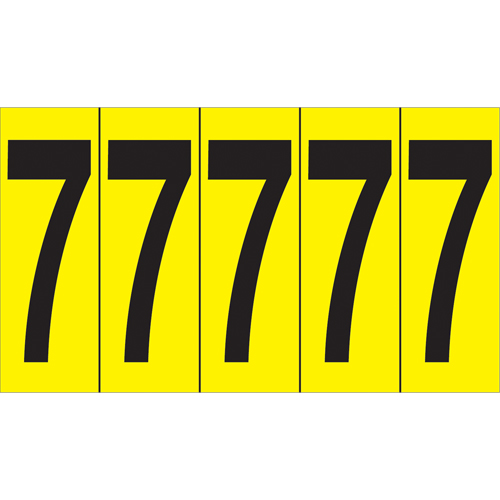 Individual Adhesive Number Markers, 7, 3-7/8" H, Black on Yellow Ontario Safety Products
