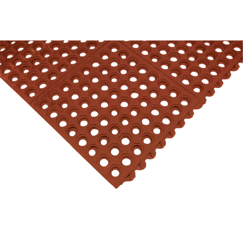 Anti-Fatigue Link Matting, Honeycomb, 3' x 3' x 1/2", Brown, Nitrile/Rubber Ontario Safety Products
