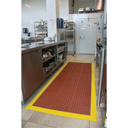 Anti-Fatigue Link Matting, Honeycomb, 3' x 3' x 1/2", Brown, Nitrile/Rubber Ontario Safety Products