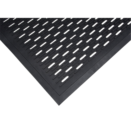 Tapis &agrave; profil bas, Caoutchouc, Grattoir Type, Motif &agrave; fentes, 3' x 5', Noir Ontario Safety Products