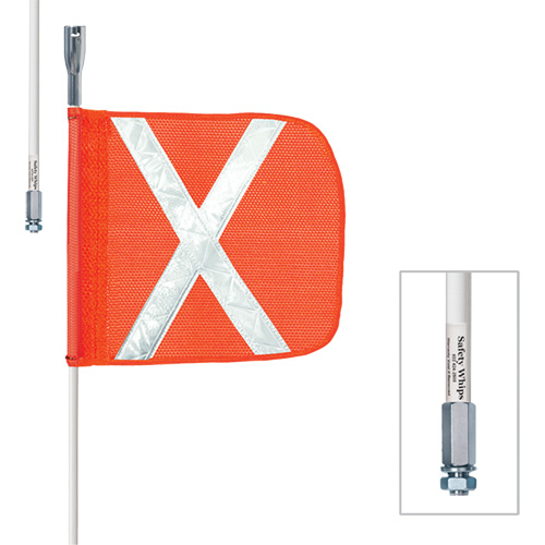 Safety Whip&reg; Heavy-Duty Whips, Threaded Mount, 5' High, Orange Ontario Safety Products