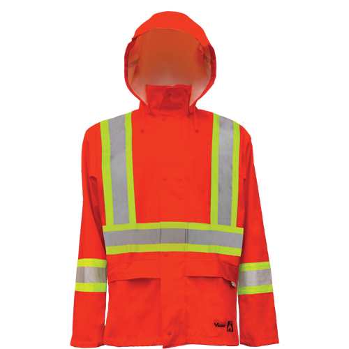 Vestes de s&eacute;curit&eacute; imperm&eacute;ables ignifuges haute visibilit&eacute; en polyur&eacute;thane, Petit, Orange haute visibilit&eacute; Ontario Safety Products