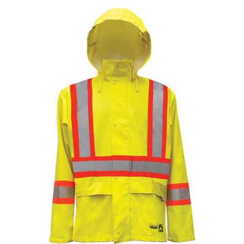 Vestes de s&eacute;curit&eacute; imperm&eacute;ables ignifuges haute visibilit&eacute; en polyur&eacute;thane, Petit, Jaune lime haute visibilit&eacute; Ontario Safety Products