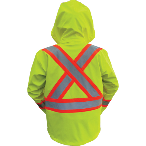 Vestes de s&eacute;curit&eacute; imperm&eacute;ables ignifuges haute visibilit&eacute; en polyur&eacute;thane, Petit, Jaune lime haute visibilit&eacute; Ontario Safety Products