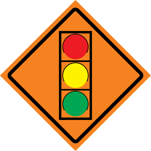 Enseigne enroulable de circulation feu d'arr&ecirc;t, 29-1/2" x 29-1/2", Vinyle, Pictogramme Ontario Safety Products